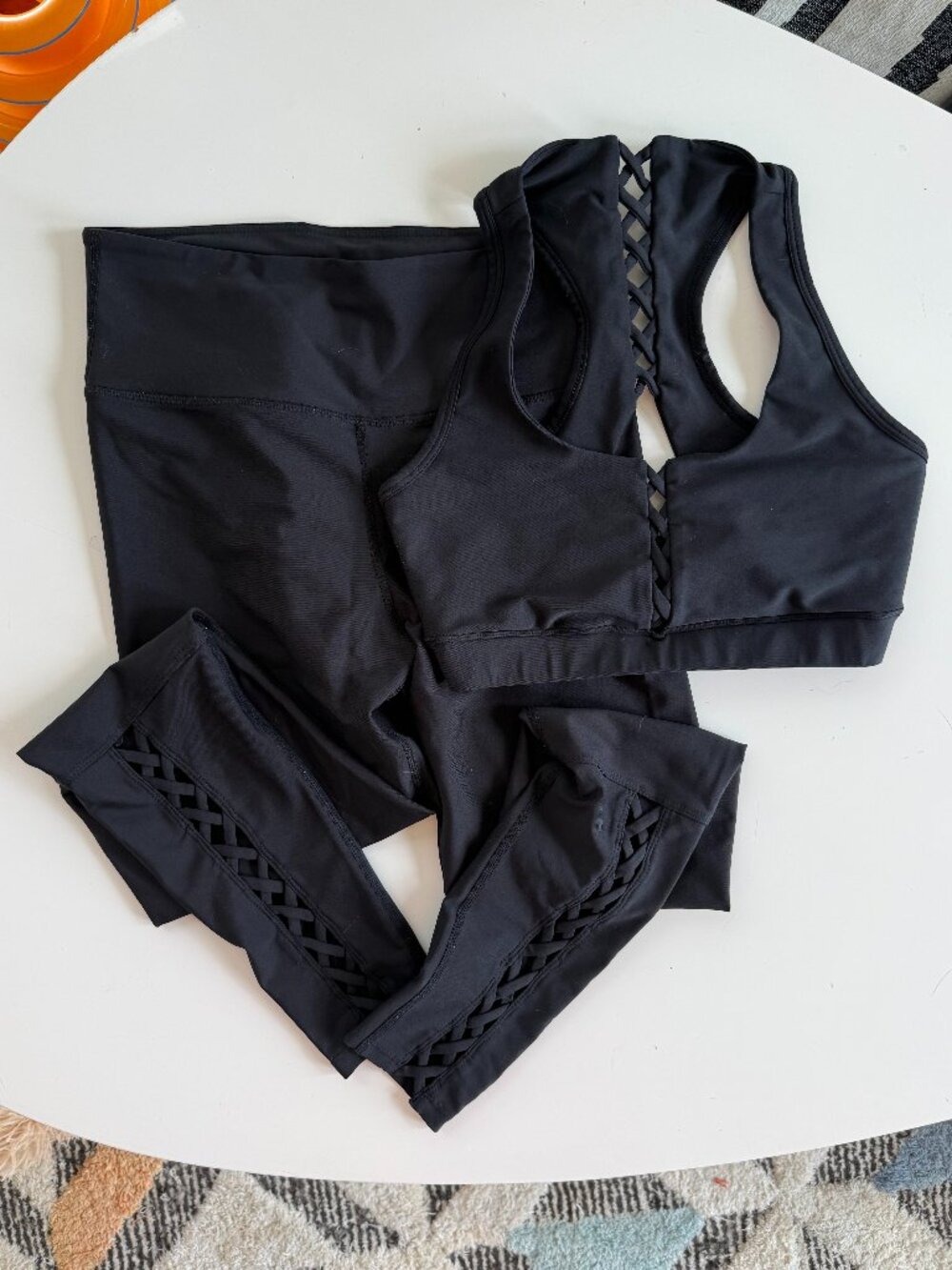 SOULCYCE SET: Black Lace-Up Legging (S), and Sports Bra (M)